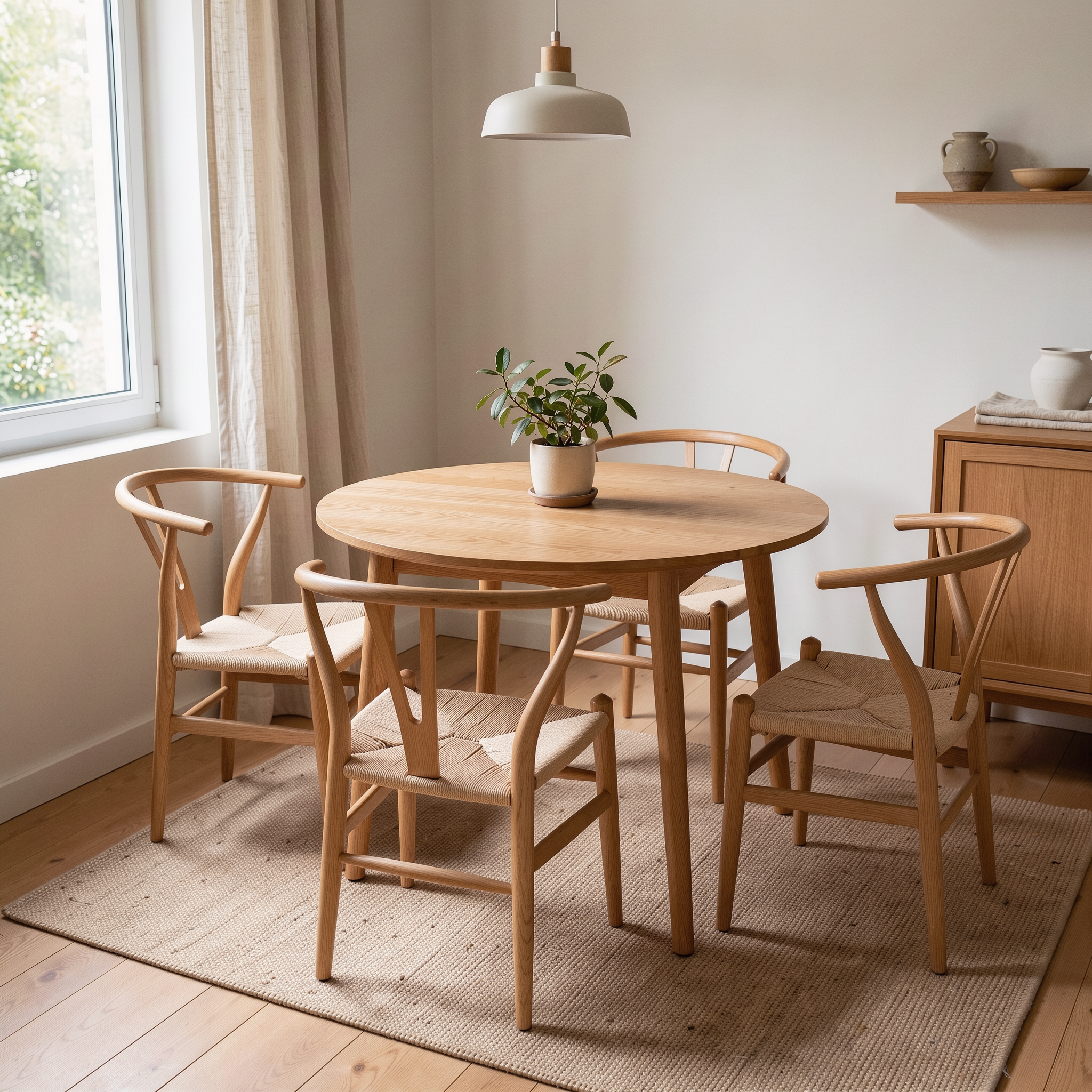 Nordic Oak Dining Table in a small apartment